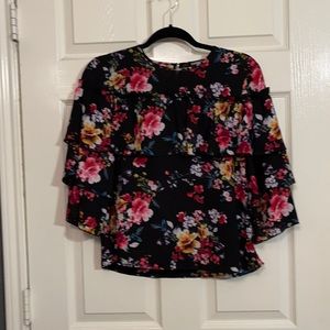 Black floral blouse